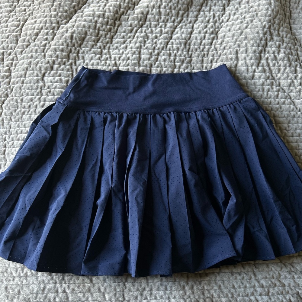 Blue Mini Skater Skirt with Pleated Design